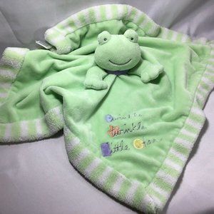 Green Frog Security Plush Rattle Lovey Messages Fr